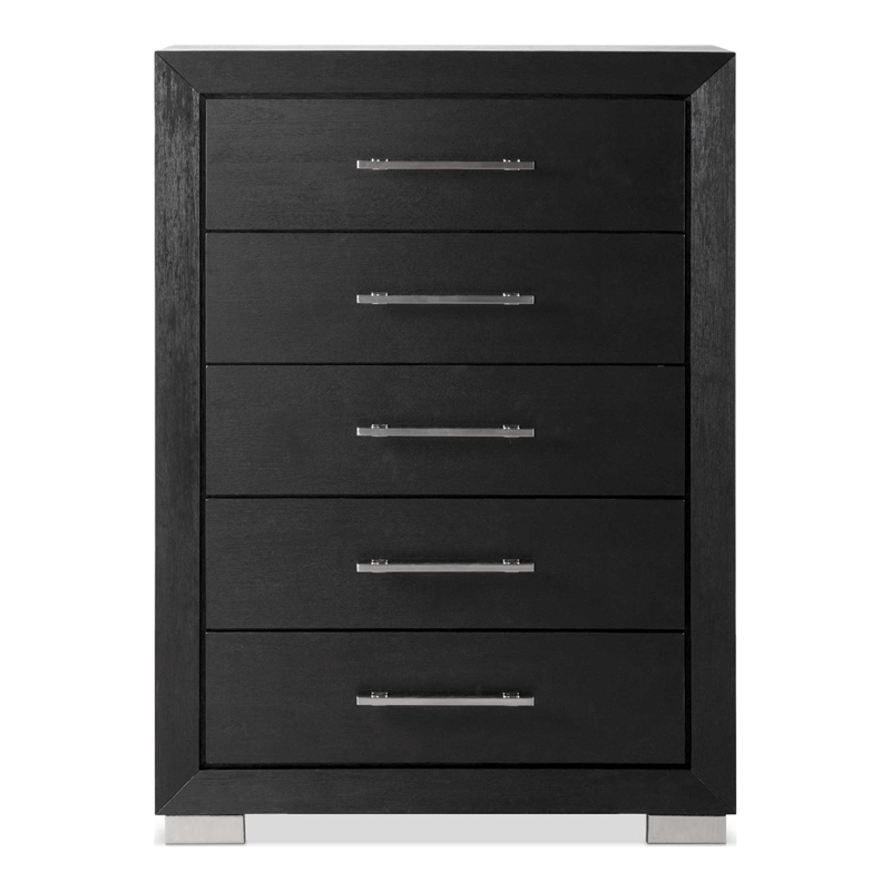 Furniture of America Loomier 5-Drawer Solid Wood Chest in Black