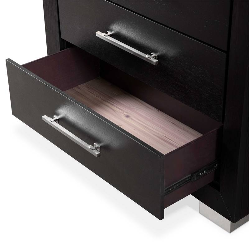 Furniture of America Loomier 5-Drawer Solid Wood Chest in Black