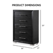 Furniture of America Loomier 5-Drawer Solid Wood Chest in Black