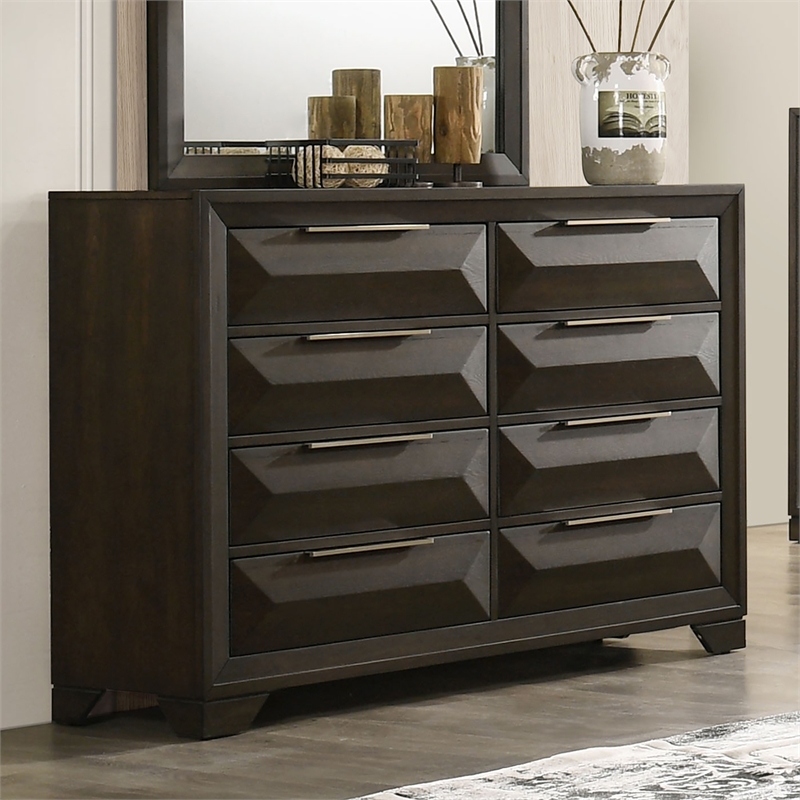 Furniture of America Werren 8-Drawer Solid Wood Dresser in Espresso