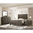 FOA Werren 5pc Espresso Wood Bed Set - King + 2 Nightstands + Dresser + Mirror