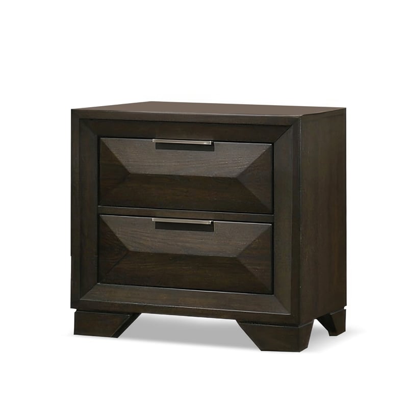 FOA Werren 5pc Espresso Wood Bed Set - King + 2 Nightstands + Dresser + Mirror