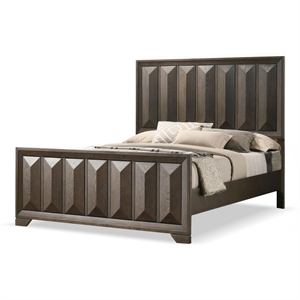 Furniture of America Werren Panel Solid Wood Queen Bed in Espresso