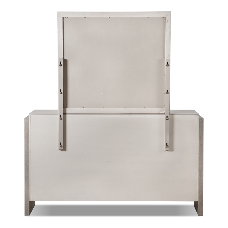 FOA Yasgard 2-Piece 6-Drawer Solid Wood Dresser and Mirror Set in Gray