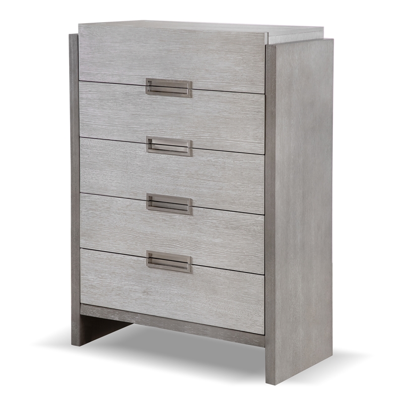 FOA Yasgard 6pc Gray Wood Bed Set - King+2 Nightstands+Chest+Dresser+Mirror