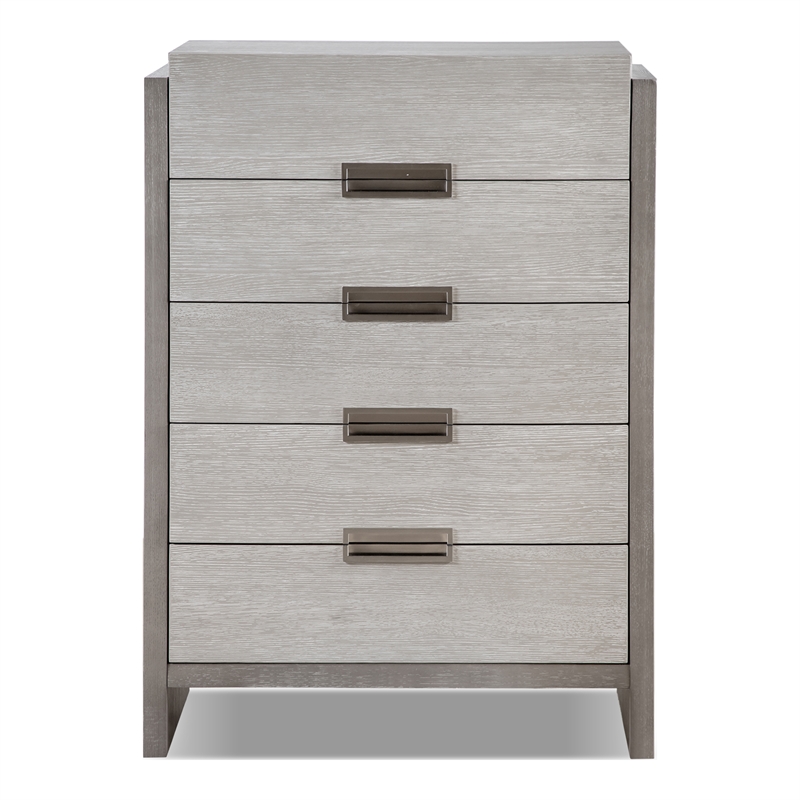 FOA Yasgard 6pc Gray Wood Bed Set - King+2 Nightstands+Chest+Dresser+Mirror