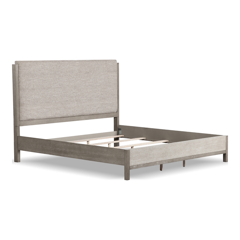 FOA Yasgard 5pc Gray Wood Bed Set - Queen + 2 Nightstands + Dresser + Mirror