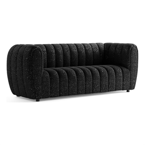 Furniture of America Totulem Boucle Fabric Channel Tufted Sofa in Black
