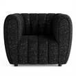 Furniture of America Totulem Boucle Fabric Channel Tufted Arm Chair in Black