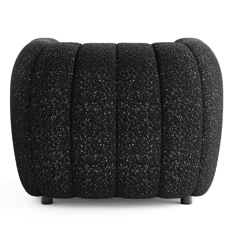 Furniture of America Totulem Boucle Fabric Channel Tufted Arm Chair in Black