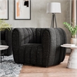 Furniture of America Totulem Boucle Fabric Channel Tufted Arm Chair in Black