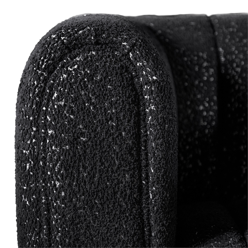 Furniture of America Totulem Boucle Fabric Channel Tufted Arm Chair in Black