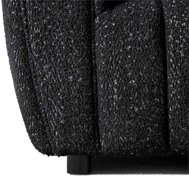 Furniture of America Totulem Boucle Fabric Channel Tufted Arm Chair in Black