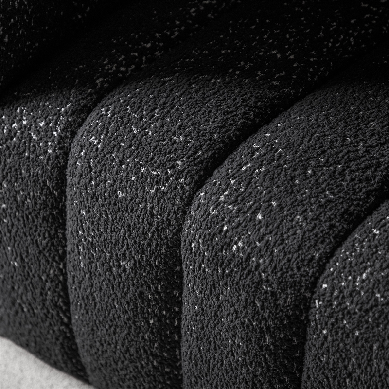 Furniture of America Totulem Boucle Fabric Channel Tufted Arm Chair in Black