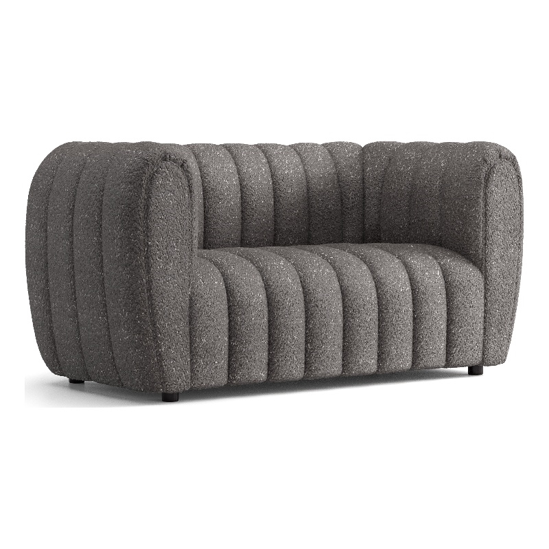 Furniture of America Totulem Boucle Fabric Tufted Loveseat in Charcoal Gray