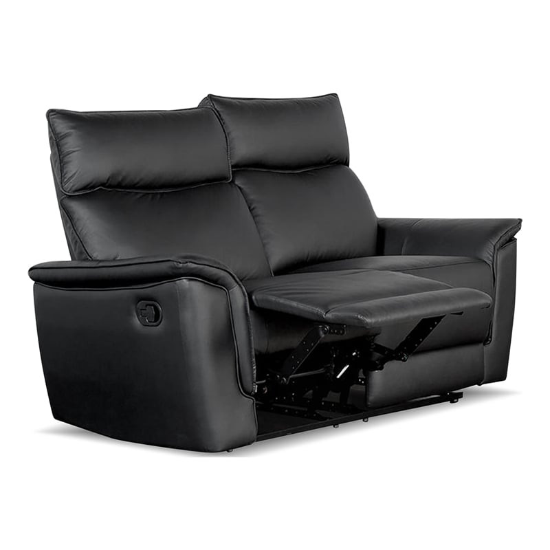 Furniture of America Telimate 2-Piece Leather Reclining Sofa Set in Black