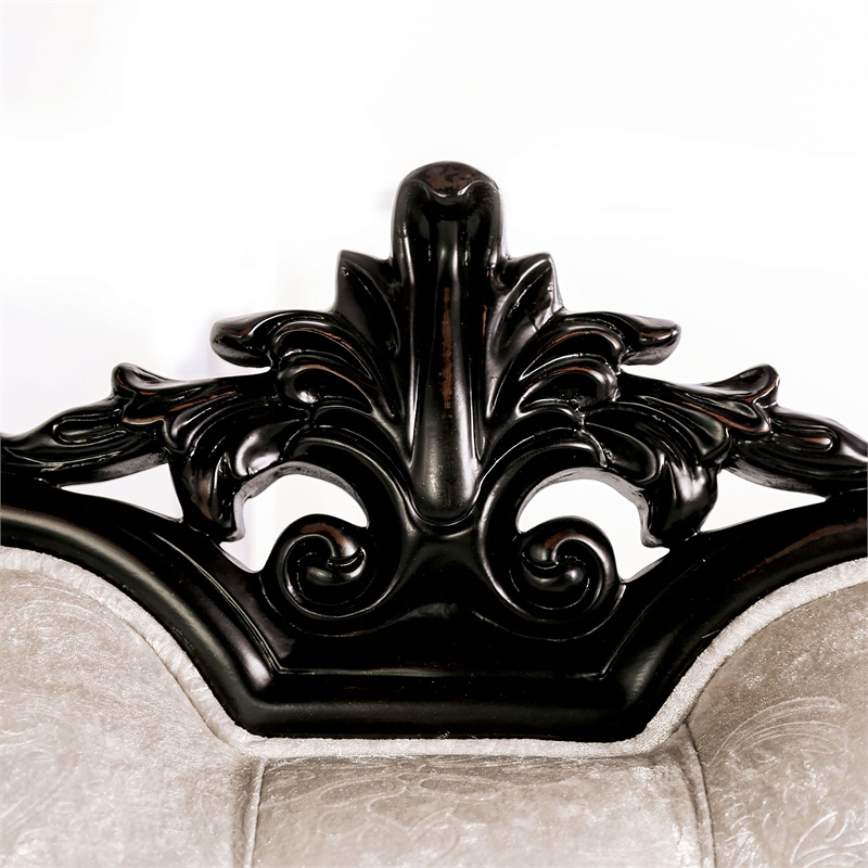 Furniture of America Jansing Solid Wood Tufted Arm Chair in Black