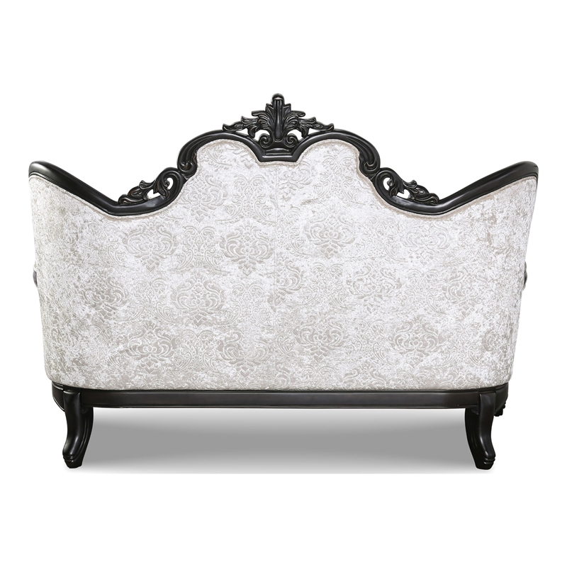 Furniture of America Jansing Solid Wood Button Tufted Loveseat in Black