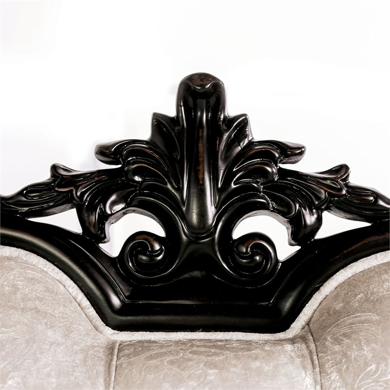 Furniture of America Jansing Solid Wood Button Tufted Sofa in Black