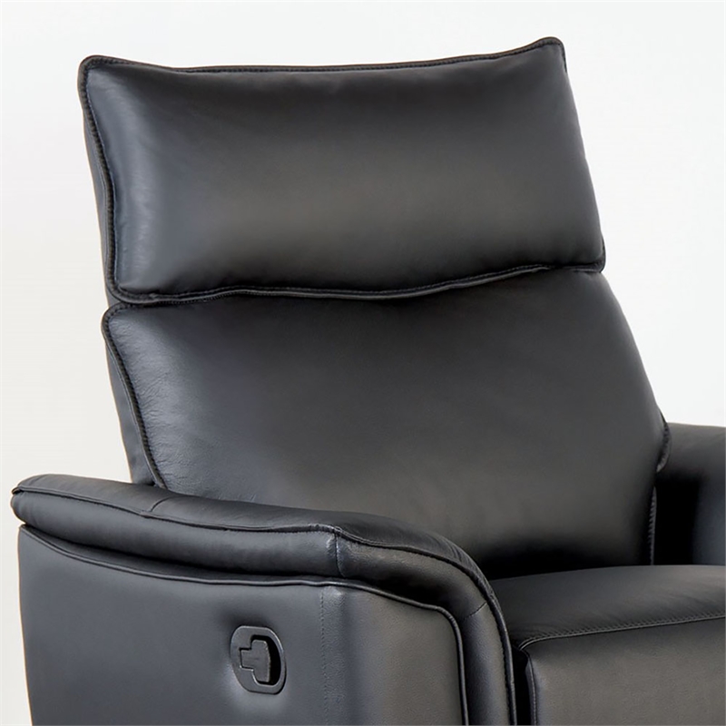 Furniture of America Telimate Leather Padded Recliner in Black