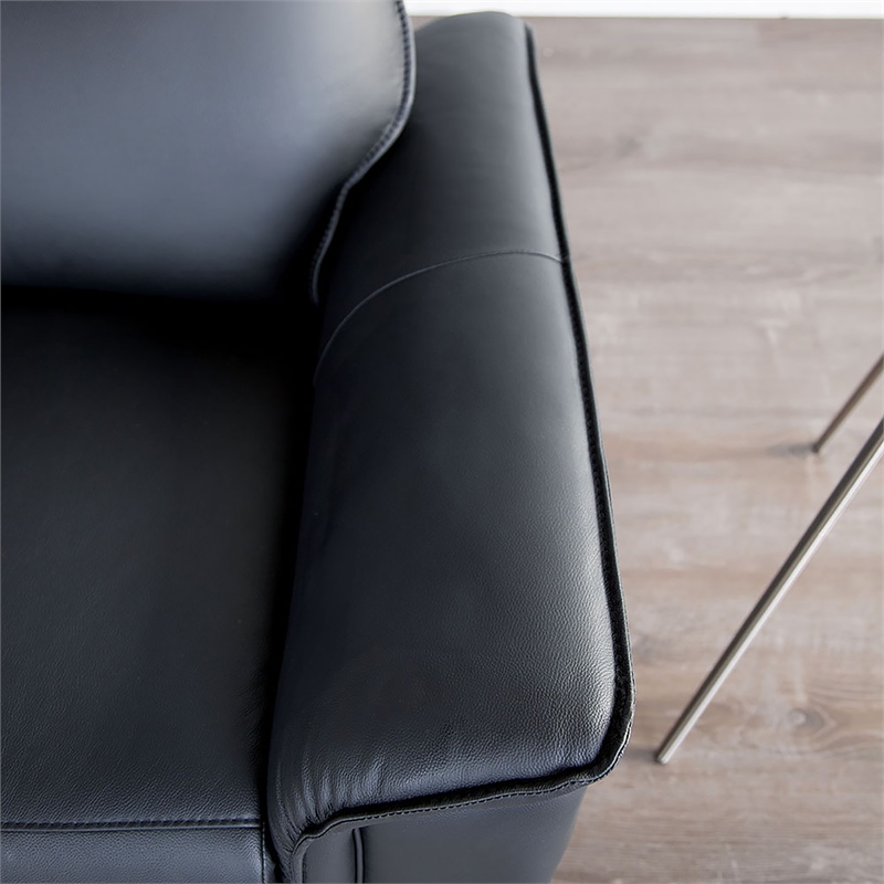 Furniture of America Telimate Leather Padded Recliner in Black