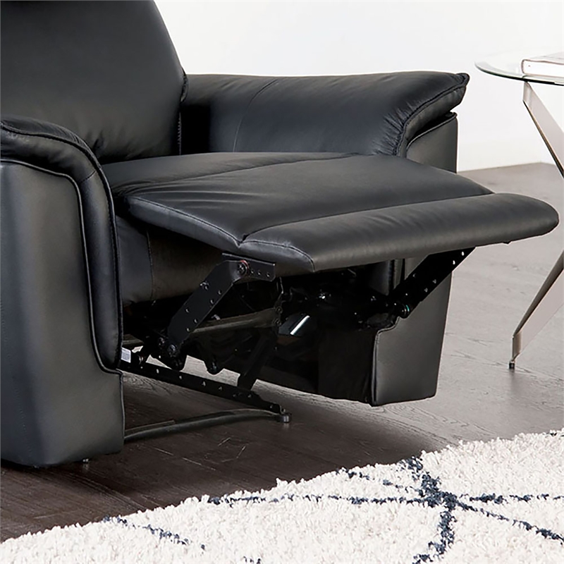 Furniture of America Telimate Leather Padded Recliner in Black