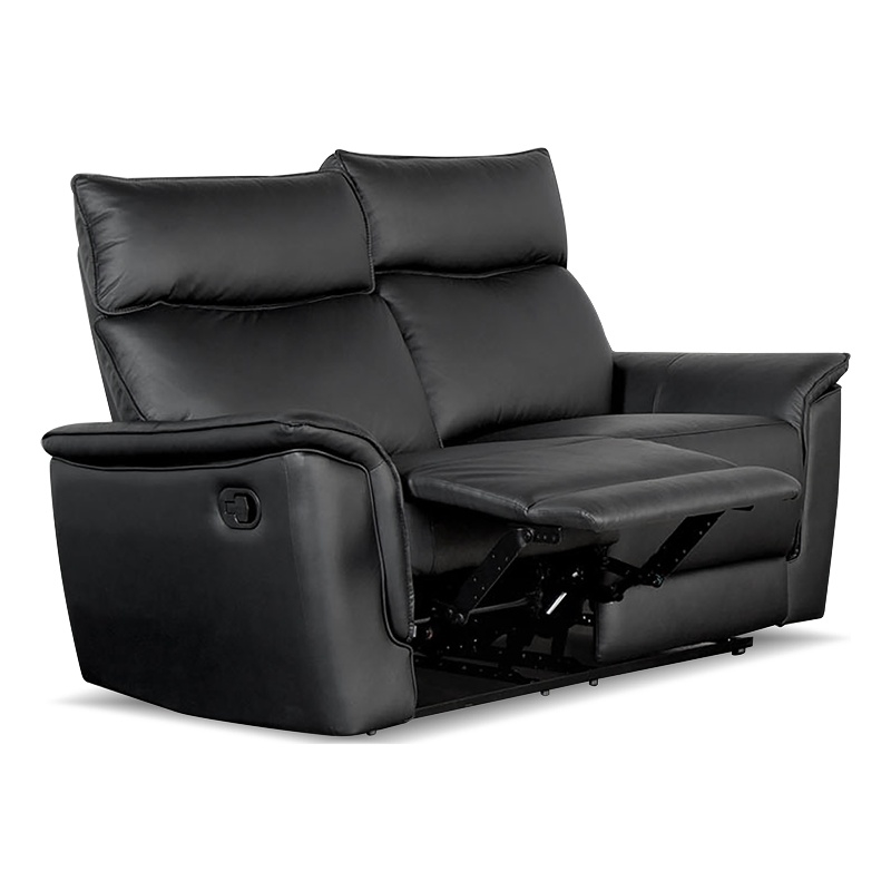 Furniture of America Telimate Leather Padded Reclining Loveseat in Black