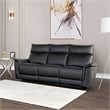 Furniture of America Telimate Leather Padded Reclining Sofa in Black
