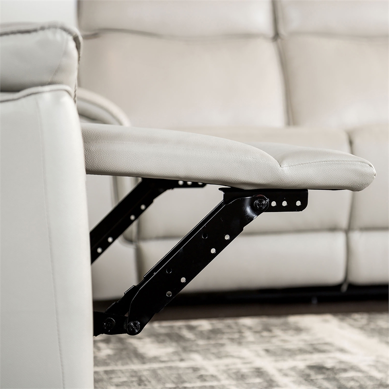 Furniture of America Telimate 2-Piece Leather Reclining Sofa Set in Taupe