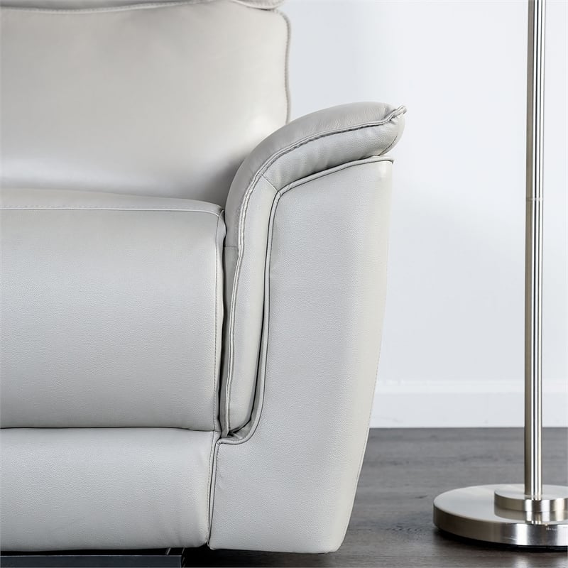 Furniture of America Telimate 3-Piece Leather Reclining Sofa Set in Taupe