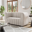 Furniture of America Totulem Boucle Fabric Channel Tufted Loveseat in Off White