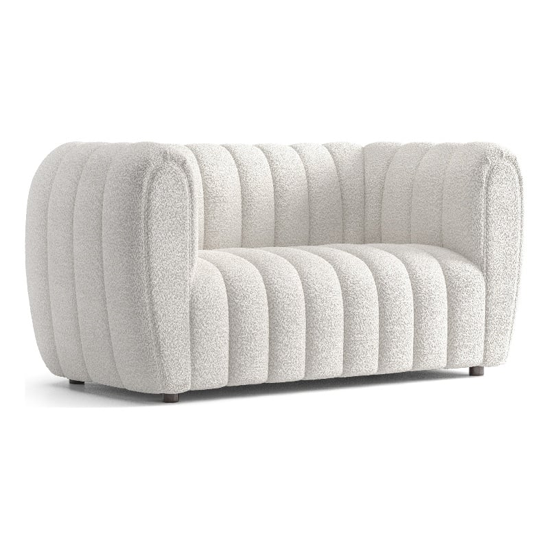 Furniture of America Totulem Boucle Fabric Channel Tufted Loveseat in Off White