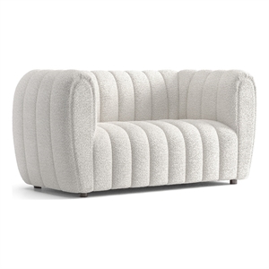 Furniture of America Totulem Boucle Fabric Channel Tufted Loveseat in Off White