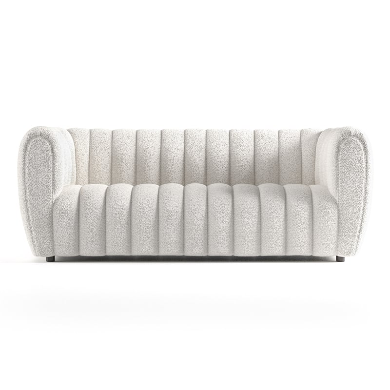 Furniture of America Totulem Boucle Fabric Channel Tufted Sofa in Off White