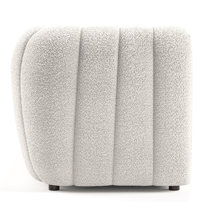 Furniture of America Totulem Boucle Fabric Channel Tufted Sofa in Off White