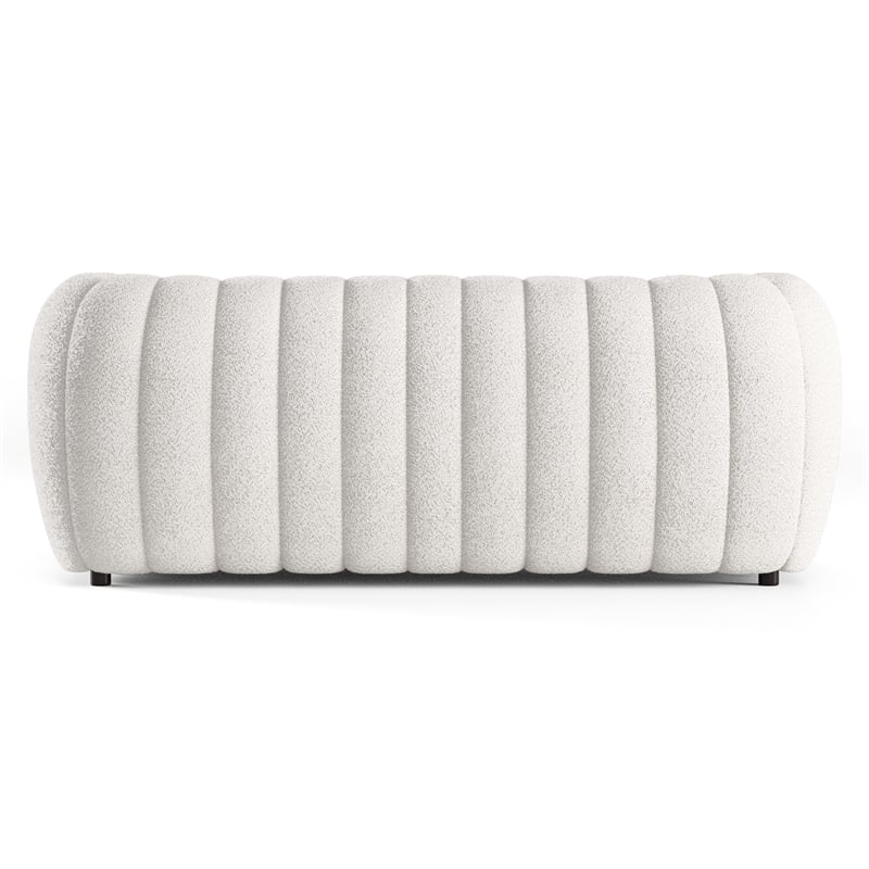 Furniture of America Totulem Boucle Fabric Channel Tufted Sofa in Off White