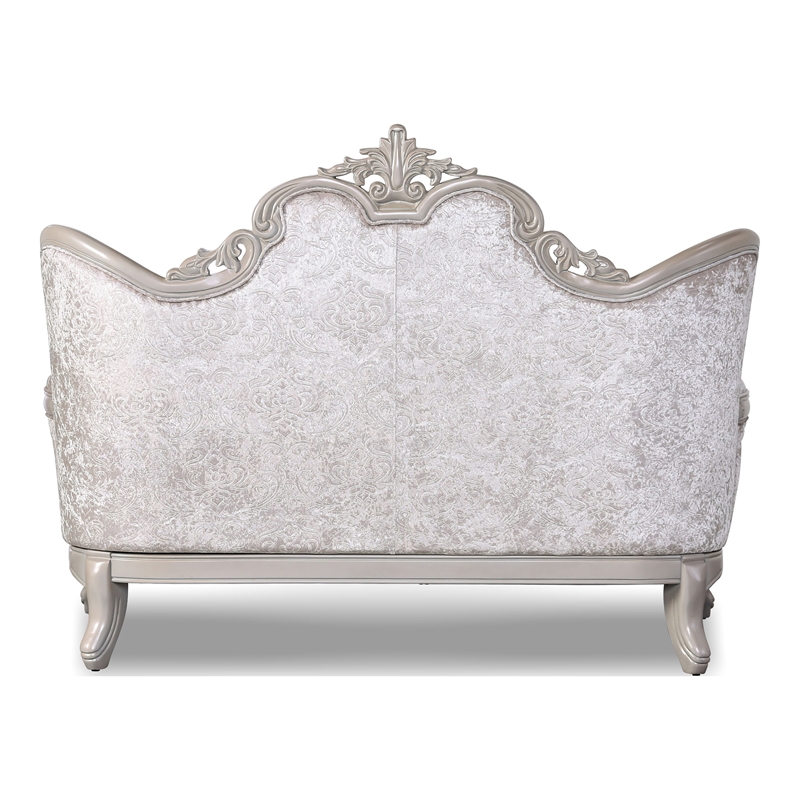 Furniture of America Jansing 2-Piece Solid Wood Tufted Sofa Set in Off White