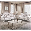 Furniture of America Jansing 2-Piece Solid Wood Tufted Sofa Set in Off White