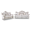 Furniture of America Jansing 2-Piece Solid Wood Tufted Sofa Set in Off White