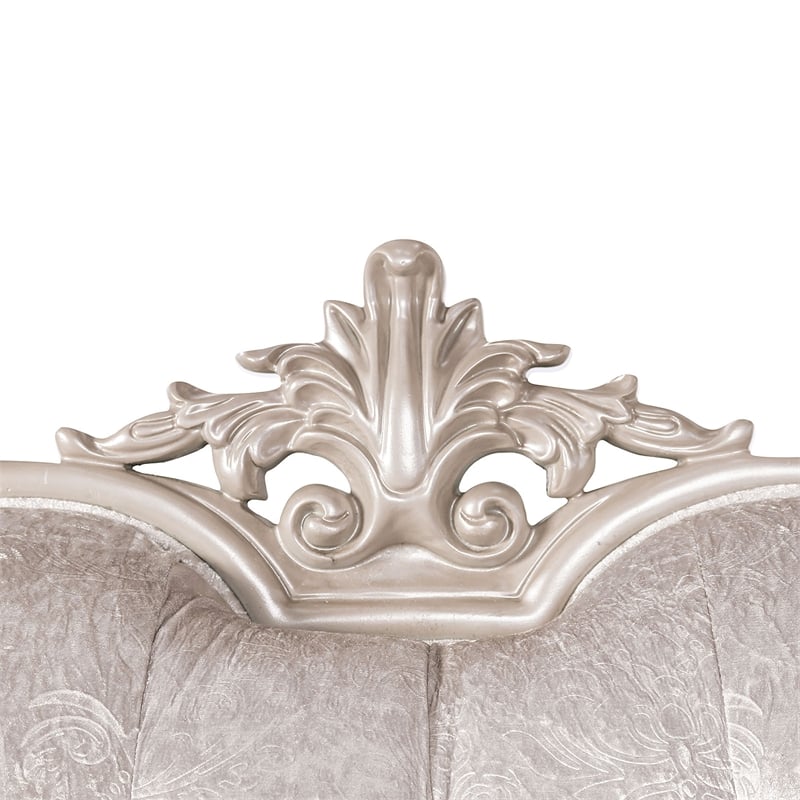 Furniture of America Jansing Solid Wood Tufted Arm Chair in Off White