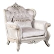 Furniture of America Jansing Solid Wood Tufted Arm Chair in Off White
