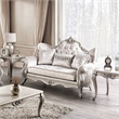 Furniture of America Jansing Solid Wood Button Tufted Loveseat in Off White