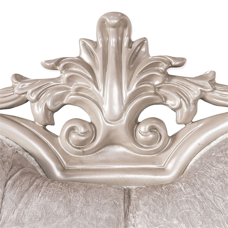 Furniture of America Jansing Solid Wood Button Tufted Loveseat in Off White