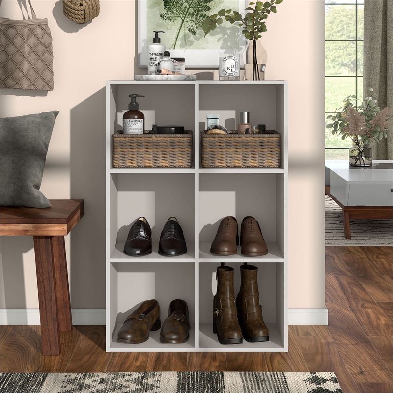 Furniture of America Seni Stackable Wood 6-Cube Bookcase in Gray