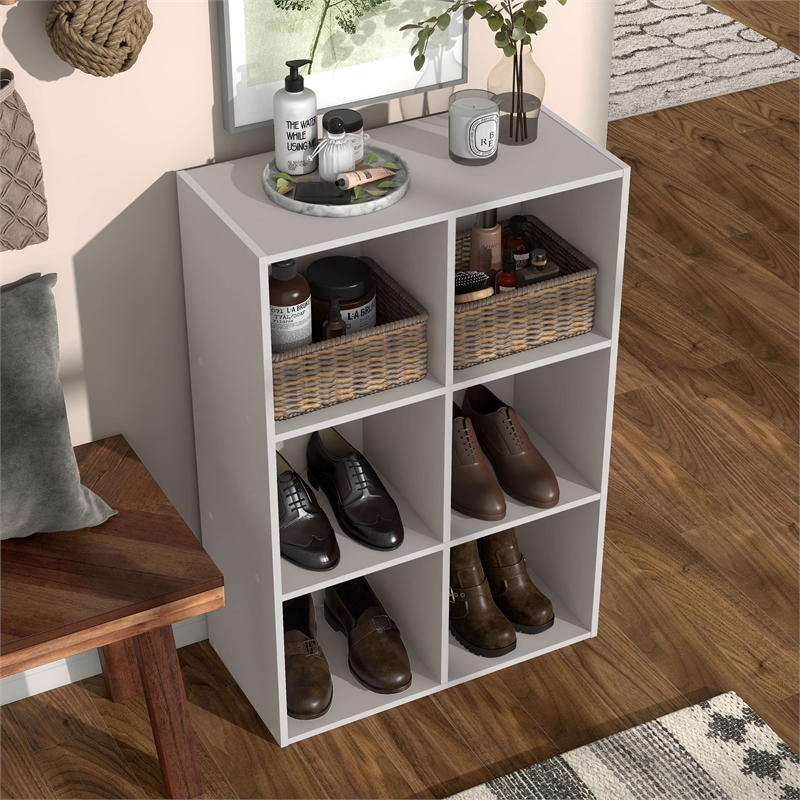 Furniture of America Seni Stackable Wood 6-Cube Bookcase in Gray