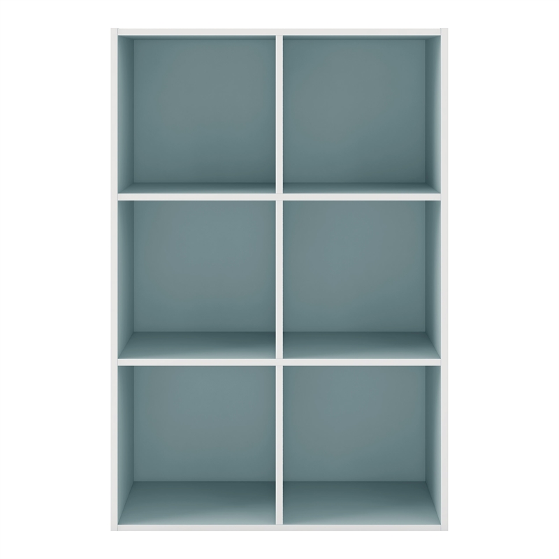 Furniture of America Seni Stackable Wood 6-Cube Bookcase in Light Blue