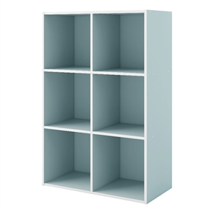 Furniture of America Seni Stackable Wood 6-Cube Bookcase in Light Blue