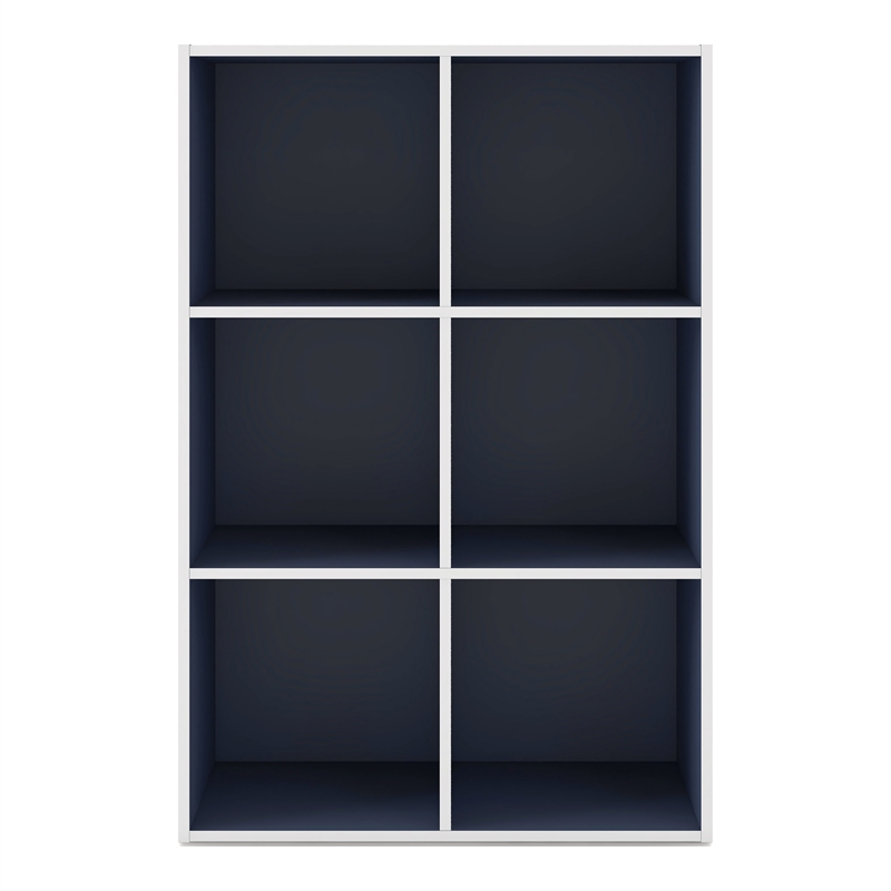 Furniture of America Seni Stackable Wood 6-Cube Bookcase in Steel Blue