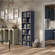 Furniture of America Seni Stackable Wood 6-Cube Bookcase in Steel Blue