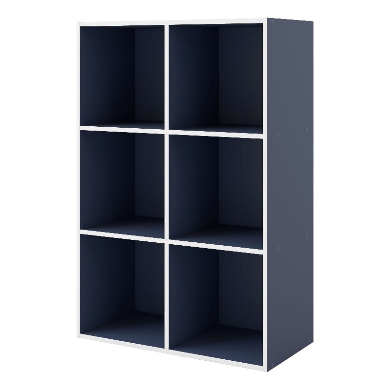 Furniture of America Seni Stackable Wood 6-Cube Bookcase in Steel Blue